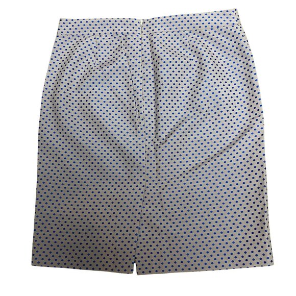 J.Crew Beige &‎ Blue Polka Dot The Pencil Skirt Womens Cotton Blend Size 8 - Picture 4 of 6